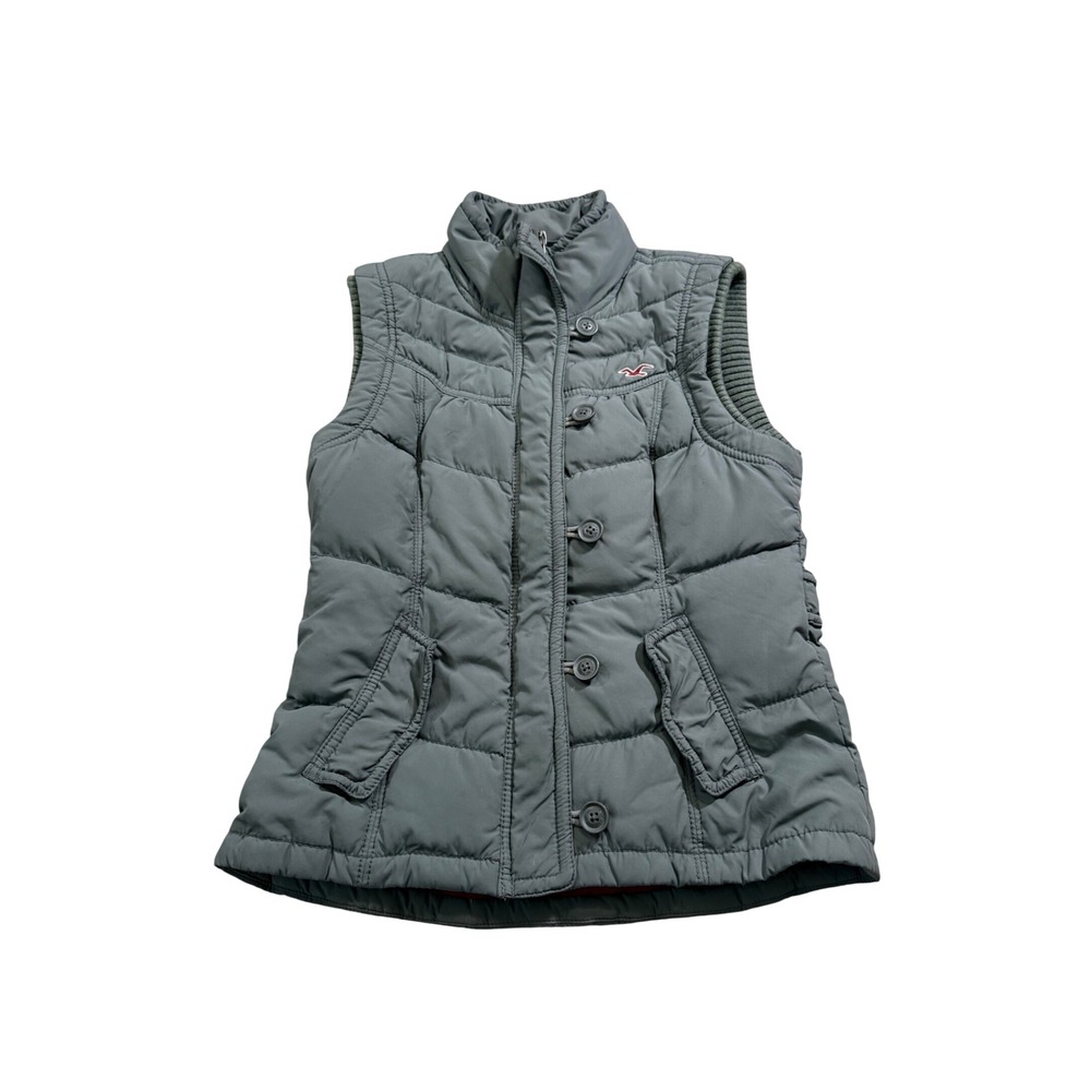 Y2K Hollister Puffer Vest Gray Quilted 2000s Outdoors Retro Gorpcore Utility S